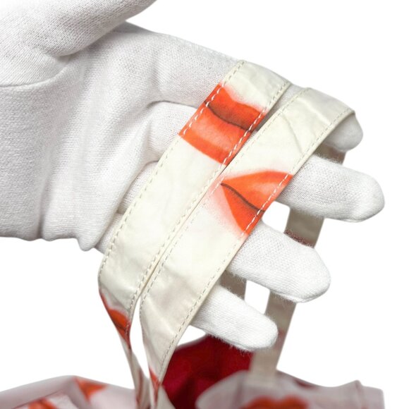 PRADA Vintage Triangle Logo Lip Print Shopping Tote Bag Pouch White Red [106202] - Picture 10 of 16